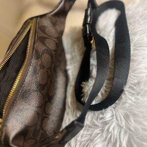 Coach Brown and Black Belt Crossbody Bag